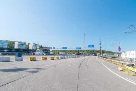 Turku, Finland - August 6, 2021: Road to Slottshamnen (Viking Lines terminal).のeditorial素材