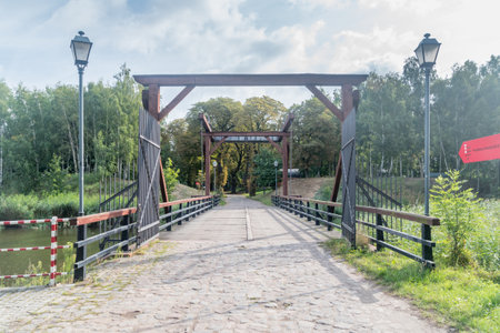 Gdansk, Poland - August 14, 2021: Bridge to the Old Wisloujscie Fortress. Branch of the Gdansk Museum.のeditorial素材