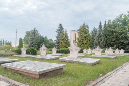 Pruszcz Gdanski, Poland - August 9, 2021: Soviet Soldiers Cemetery.のeditorial素材