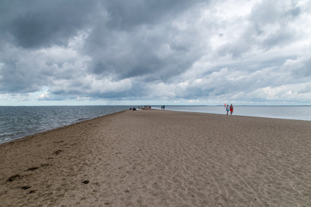 Rewa, Poland - August 21, 2021: Sandy Rewa peninsula at cloudy day.のeditorial素材