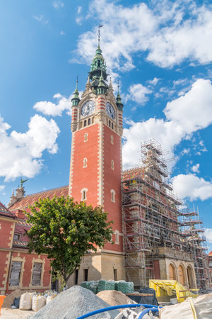 Gdansk, Poland - August 21, 2021: Gdansk main railway station during renovation.