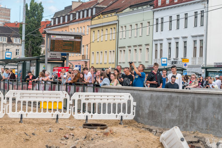 Gdansk, Poland - August 21, 2021: People watch Tricity Equality March (LGBT celebration).のeditorial素材