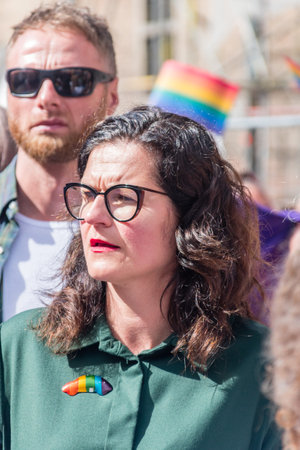 Gdansk, Poland - August 21, 2021: Aleksandra Dulkiewicz at the equality march in Gdansk.