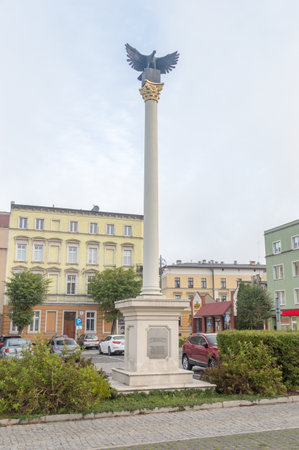 Chojnice, Poland - September 22, 2021: Jagiellonian Square - Eagle Monument.のeditorial素材