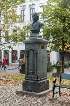 Oslo, Norway - September 24, 2021: Bust of Ludvig Mathias Lindeman. Ludvig Mathias Lindeman was a Norwegian composer and organist.のeditorial素材