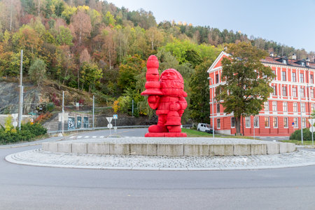 Oslo, Norway - September 25, 2021: Red Santa Claus by Paul McCarthy.のeditorial素材