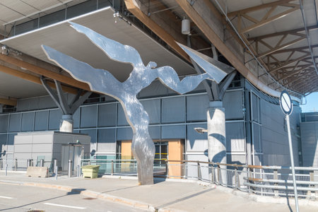 Gardermoen, Norway - September 25, 2021: Sculpture outside of Oslo Gardermoen Airport.のeditorial素材
