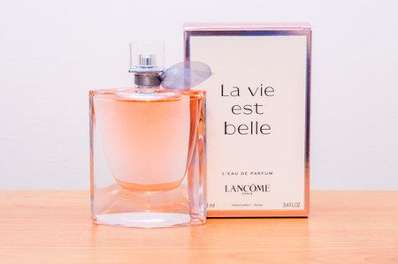 Pruszcz Gdanski, Poland - January 23, 2022: La Vie Est Belle women's perfumed water by Lancome.のeditorial素材