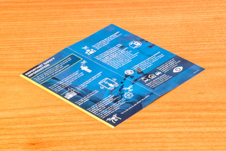 Pruszcz Gdanski, Poland - February 1, 2022: Open brochure on flying drones in Australia.