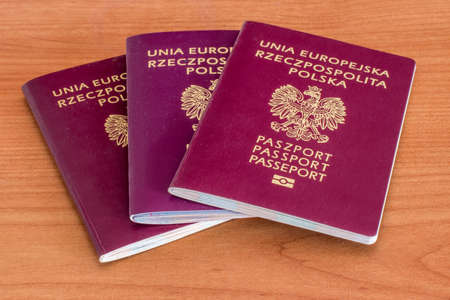 Polish and European Union passports.の写真素材