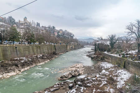 Rioni River in Kutaisi city, Georgia.の写真素材