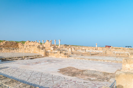 Paphos, Cyprus - April 2, 2022: View on ruins at archeological site Nea Paphos, a World Heritage site.のeditorial素材