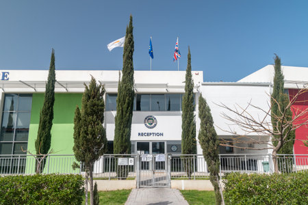Paphos, Cyprus - April 2, 2022: Entrance to Primary and secondary private british school Aspire.のeditorial素材