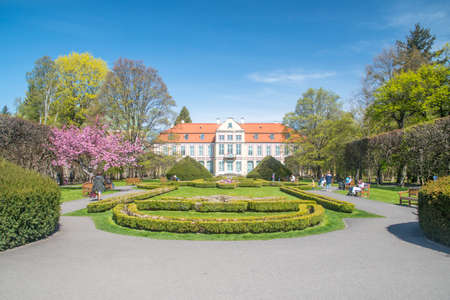 Gdansk, Poland - May 8, 2022: Abbots palace in Oliva park.