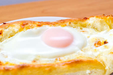 Closeup on Georgian khachapuri. Khachapuri is a traditional Georgian dish.