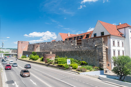 Bratislava, Slovakia - May 31, 2022: The old city wall in Bratislava.のeditorial素材