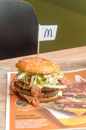 Bratislava, Slovakia - May 31, 2022: McDonald's Double Big Tasty Bacon sandwich.のeditorial素材