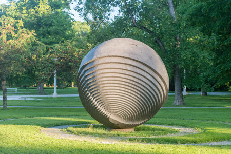 Maribor, Slovenia - June 2, 2022: The Rolled Ball sculpture by Slavko Tihec.のeditorial素材