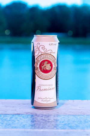 Bratislava, Slovakia - May 31, 2022: Can of Zahringer German Premium Beer.