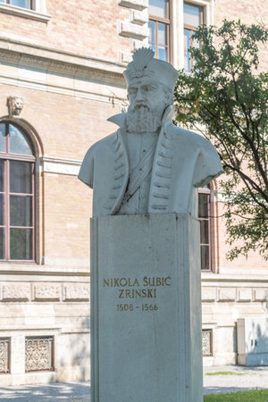 Zagreb, Croatia - June 2, 2022: Bust of Nikola Subic Zrinski.のeditorial素材