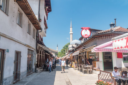 Sarajevo, Bosnia and Herzegovina - June 3, 2022: Bravadziluk alley in old town of Sarajevo.のeditorial素材