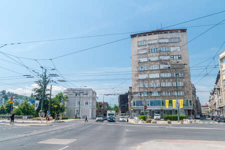 Sarajevo, Bosnia and Herzegovina - June 3, 2022: Cross road in city center of Sarajevo.のeditorial素材
