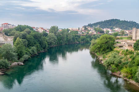 View on Moraca river in capital of Montenegro.の写真素材