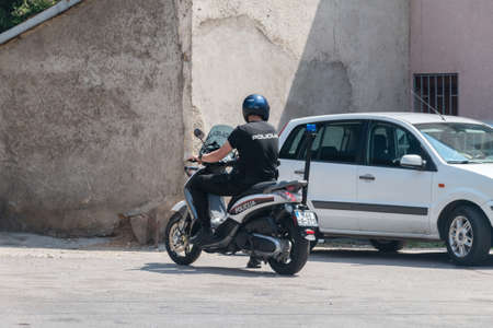 Sarajevo, Bosnia and Herzegovina - June 3, 2022: Bosnian policeman on motorbike.のeditorial素材