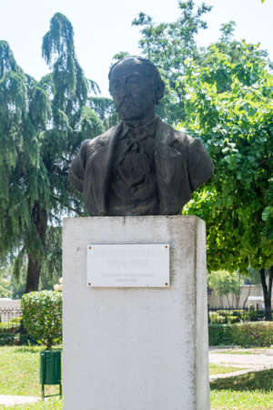 Tirana, Albania - June 4, 2022: Monument of Arbereshe folklorist, journalist, lawyer, playwright, poet, rilindas and writer, Girolamo de Rada.のeditorial素材