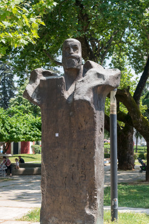 Tirana, Albania - June 4, 2022: Monument to Albanian Prime Minister Theofan Stilian Noli.のeditorial素材