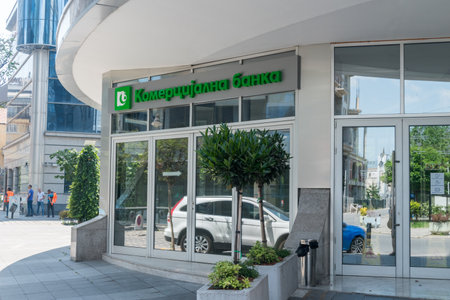 Skopje, North Macedonia - June 5, 2022: Komercijalna banka bank in Skopje.のeditorial素材