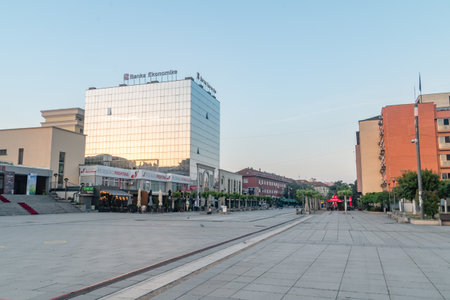 Pristina, Kosovo - June 5, 2022: Morning view on Mother Teresa boulevard in Pristina.のeditorial素材