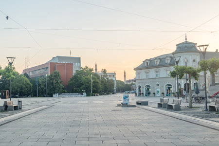 Pristina, Kosovo - June 5, 2022: Mother Teresa boulevard in the city center.のeditorial素材