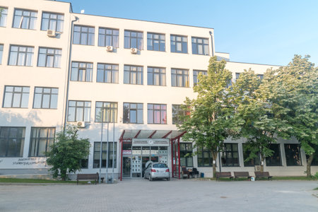 Pristina, Kosovo - June 5, 2022: Faculty of Philosophy of University of Pristina.のeditorial素材