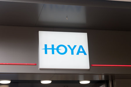Sofia, Bulgaria - June 6, 2022: Logo of Hoya Corporation. Japanese company manufacturing optical products.のeditorial素材