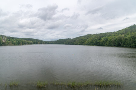 View on Lapino Water Reservoir at cloudy day.の写真素材