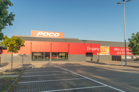 Hanau, Germany - June 25, 2023: Entrance to Poco store in Germany.のeditorial素材
