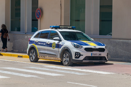 Benicarlo, Spain - July 1, 2023: Car of local police of Benicarlo.のeditorial素材