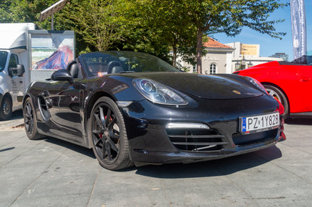 Bydgoszcz, Poland - July9, 2023: Black Porsche car.のeditorial素材