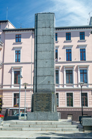 Bydgoszcz, Poland - July 9, 2023: Freedom Monument (Polish: Pomnik Wolnosci) commemorating both the fallen Soviet and Polish soldiers who fought during the liberation of the city in January 1945.のeditorial素材