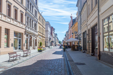 Bydgoszcz, Poland - July 9, 2023: Pedestrian street in old town of Bydgoszcz.のeditorial素材