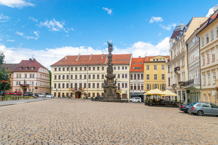 Teplice, Czech Republic - July 16, 2023: Holy Trinity Column at castle square.のeditorial素材