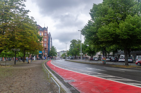 Hanover, Germany - July 29, 2023: City center of Hanover at rainy day.のeditorial素材