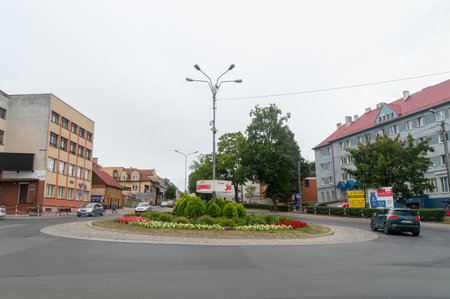 Rypin, Poland - July 26, 2023: Solidarity roundabout in Rypin. Solidarity (Solidarity) is Polish trade union.のeditorial素材