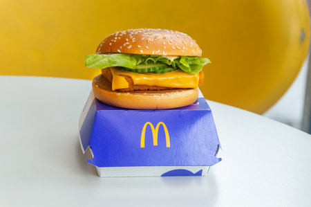 Saint-Ghislain, Belgium - August 6, 2023: McDonald's Royal o fish burger.のeditorial素材