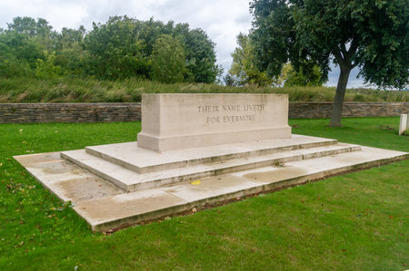 Assevillers, France - August 5, 2023: Tomb at Wfs Charles Gaulle war cemetery of World War I.のeditorial素材
