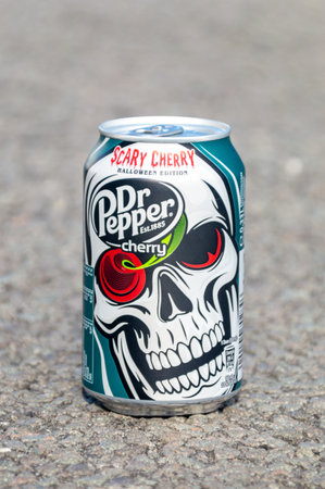 Frankenthal, Germany - October 7, 2023: Can of Dr Pepper scary cherry halloween edition.のeditorial素材