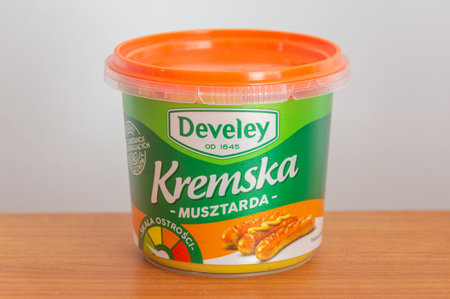 Pruszcz Gdanski, Poland - September 29, 2023: Develey Kremska mustard.のeditorial素材