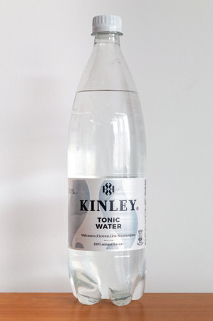 Pruszcz Gdanski - December 24, 2023: Bottle of Kinley tonic water.のeditorial素材