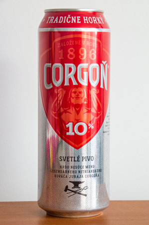Pruszcz Gdanski - December 26, 2023: Can of Corgon beer.のeditorial素材